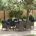 vidaXL Ensemble de salle à manger pour jardin 7 Pièces Gris polyrotin