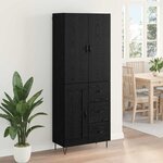vidaXL Haut Armoire 2 Pièces Chêne noir Bois d'ingénierie et verre