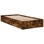 vidaXL Cadre de lit avec tiroirs sans matelas chêne fumé 90x190 cm