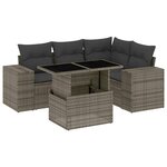 vidaXL Salon de jardin 5 Pièces avec coussins gris résine tressée