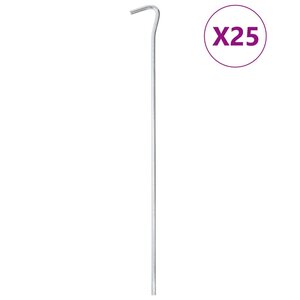 vidaXL Piquets de tente 25 Pièces 30 cm Ø7 mm acier galvanisé