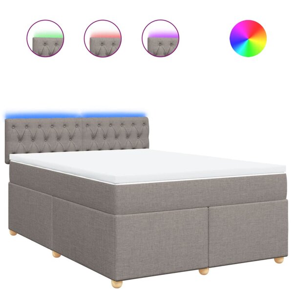 vidaXL Sommier à lattes de lit avec matelas Taupe 140x190 cm Tissu