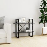 vidaXL Bibliothèque à 2 niveaux Gris 80x30x70 cm Bois de pin massif