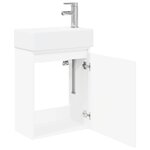 vidaXL Meuble de salle de bain avec robinet Blanc 45 5 x 22 5 x 84 cm
