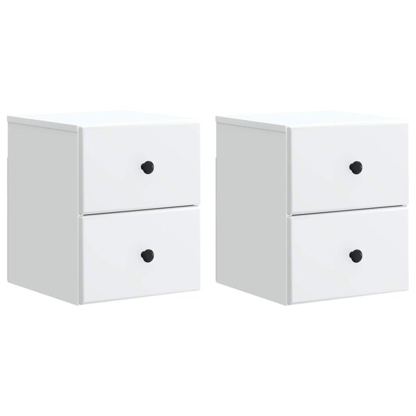 vidaXL Cabinet de chevet mural 2 Pièces Blanc 34 5 x 33 x 40 cm