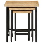 vidaXL Tables basses gigognes 3Pièces bois de manguier massif brut et fer