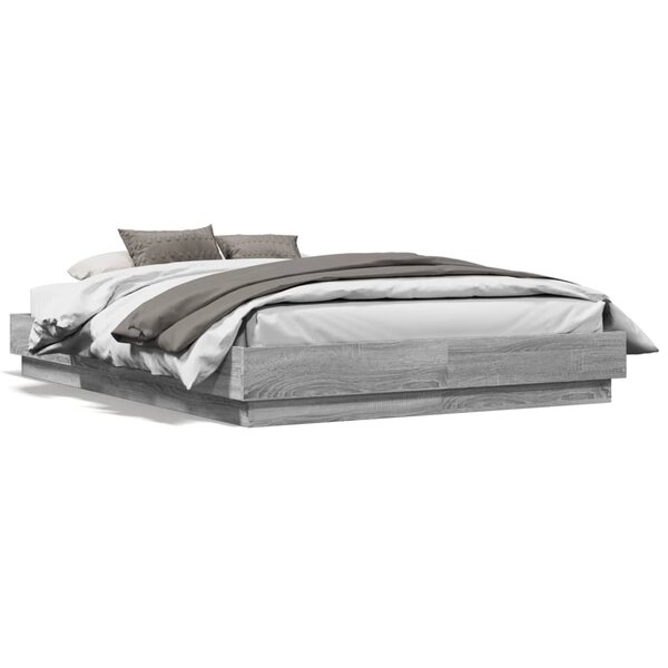 vidaXL Cadre de lit sans matelas sonoma gris 135x190 cm