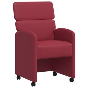 vidaXL Chaises de Salle à Manger avec Roues 2 Pièces Rouge bordeaux