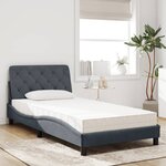 vidaXL Lit avec matelas gris foncé 100x200 cm velours
