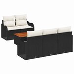 vidaXL Ensemble de canapé de jardin avec coussin 6 Pièces Noir et Crème