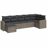 vidaXL Salon de jardin avec coussins 7 Pièces gris résine tressée