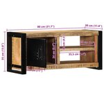vidaXL Meuble TV 80x30x35 cm bois massif de manguier brut