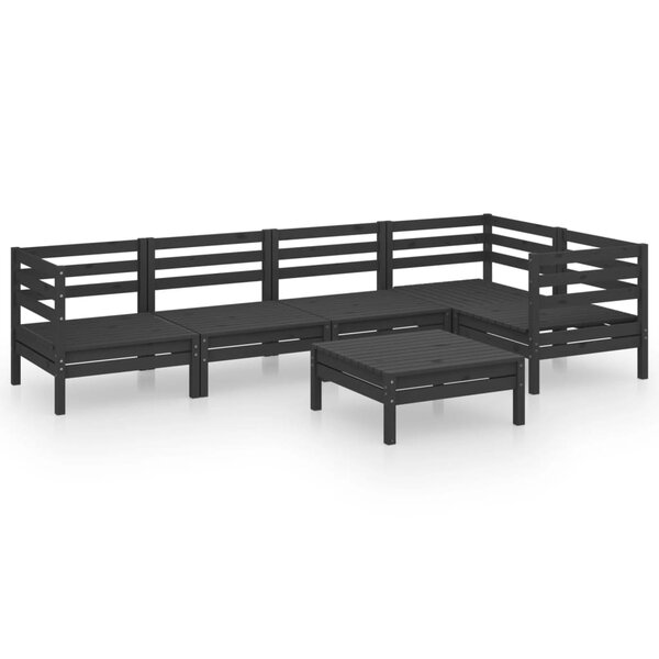 Salon de jardin meuble d'extérieur ensemble de mobilier 6 pièces bois de pin massif noir 02_0017020