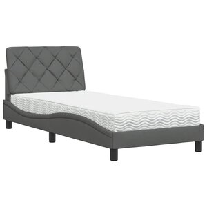 vidaXL Lit avec matelas gris foncé 90x190 cm tissu