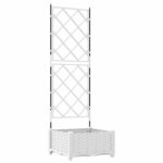 vidaXL Bac à fleurs avec Treillis Blanc 40 x 40 x 125.5 cm PP