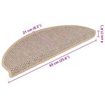 vidaXL Tapis d'escalier autocollants 15 Pièces 65x21x4 cm Beige clair