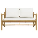 vidaXL Banc de jardin avec coussins blanc crème bambou