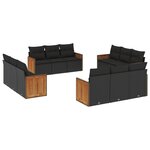 vidaXL Salon de jardin 12 Pièces avec coussins noir résine tressée