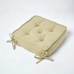 Galette de chaise coussin rehausseur en coton Vert sauge  40 x 40 x 10 cm - HOMESCAPES