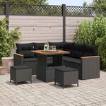 vidaXL Ensemble de canapé de jardin avec coussin 8 Pièces Noir Poly rotin