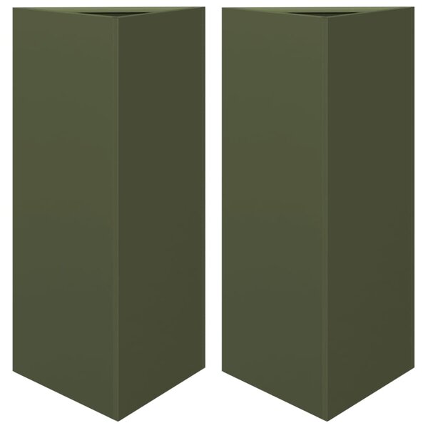 vidaXL Jardinières 2 Pièces vert olive triangulaire 40x34 5x70 cm acier