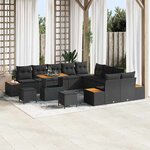 vidaXL Ensemble de canapé de jardin 13 Pièces Noir Poly rotin