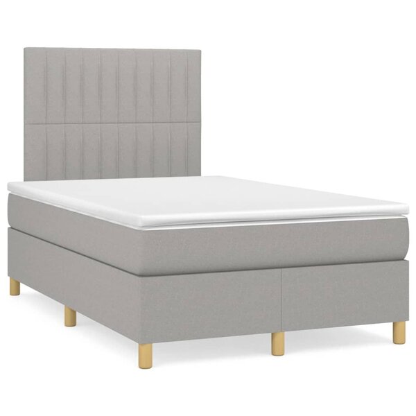 vidaXL Sommier à lattes de lit avec matelas Gris clair 120x200cm Tissu