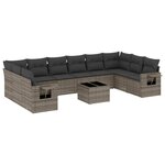 vidaXL Salon de jardin 11 Pièces avec coussins gris résine tressée