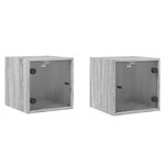 vidaXL Tables de chevet et portes vitrées 2Pièces sonoma gris 35x37x35cm