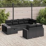 vidaXL Salon de jardin 10 Pièces avec coussins noir résine tressée