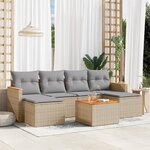 vidaXL Salon de jardin avec coussins 7 Pièces beige résine tressée