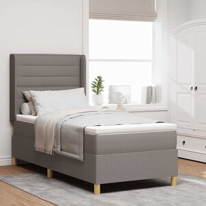 vidaXL Lit à ressorts avec matelas Taupe 100 x 200 cm tissu