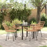vidaXL Ensemble de jardin 5 pièces en poly rotin marron