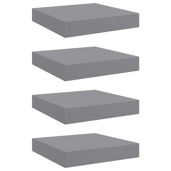 vidaXL Étagères murales flottantes 4 Pièces gris 23x23 5x3 8 cm MDF