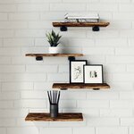 vidaXL Étagères murales 4 Pièces chêne fumé 40x20x1 5cm bois d'ingénierie