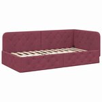 vidaXL Cadre de lit d'angle avec matelas Bordeaux 90 x 200 cm tissu