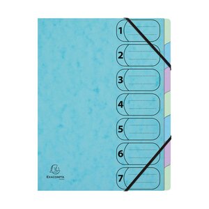 Trieur Harmonika Avec Élastiques 7 Compartiments Aquarel - A4 - Couleurs Assorties - X 8 - Exacompta
