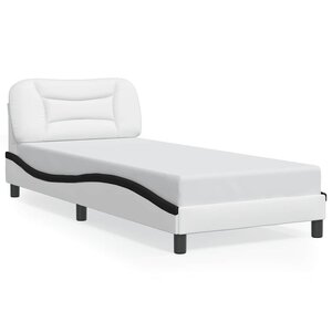 vidaXL Cadre de lit sans matelas Hvar blanc et noir 90x190 cm similicuir