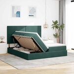 vidaXL Lit de rangement LED avec matelas Vert foncé 180 x 200 cm