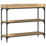 vidaXL Table Console avec étagère chêne artisanal 100 x 30 x 80 cm
