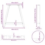 vidaXL Pieds de table à manger en forme de A 2 pièces Anthracite 80 x (72-73) cm Acier