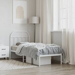 vidaXL Cadre de lit métal sans matelas avec tête de lit blanc 75x190cm