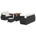 Ensemble canapé jardin 8 pièces vidaXL avec coussins poly rattan noir acacia