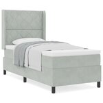 Lit à ressort vidaXL avec matelas gris clair 90x190 cm en velours