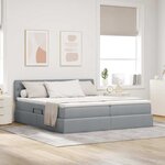 vidaXL Lit de rangement LED avec matelas Gris clair 180 x 200 cm Tissu
