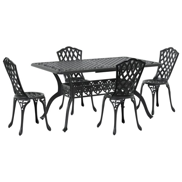 vidaXL Ensemble de salle à manger de jardin 5 pièces en aluminium coulé noir