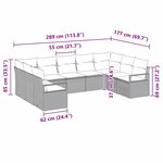 vidaXL Ensemble de canapé de jardin avec coussin 9 Pièces Gris