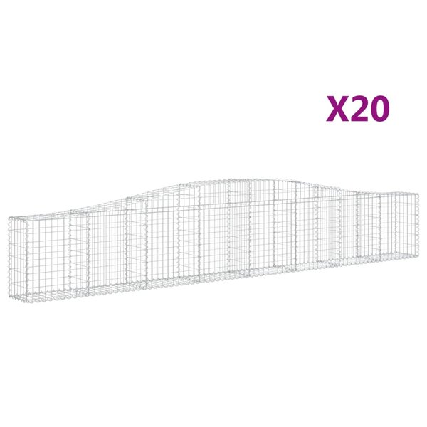 vidaXL Paniers à gabions arqués 20 Pièces 400x30x60/80 cm Fer galvanisé