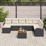 vidaXL Ensemble de canapé de jardin 9 Pièces Noir et blanc