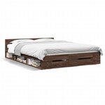 vidaXL Cadre de lit avec tiroirs sans matelas chêne marron 150x200 cm